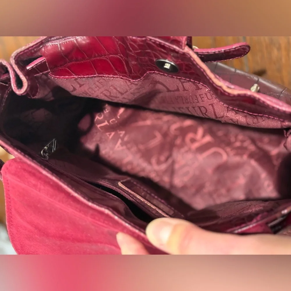 Furla Greta embossed croc handbag shoulder bag - Picture 8 of 13